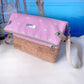 Fold-Over Tasche *Papierboot* Weiß/Rosa/Kork Hellbraun