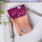 Handytasche *Vögel* Weiß/Magenta/Kork Hellbraun