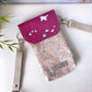 Handytasche *Vögel* Weiß/Magenta/Kork Natur (mit Silber Effekt)