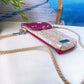Handytasche *Vögel* Weiß/Magenta/Kork Natur (mit Silber Effekt)