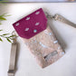 Handytasche *Papierboot* Weiß/Magenta/Kork Natur (mit Silber Effekt)