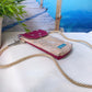 Handytasche *Papierboot* Weiß/Magenta/Kork Natur (mit Silber Effekt)