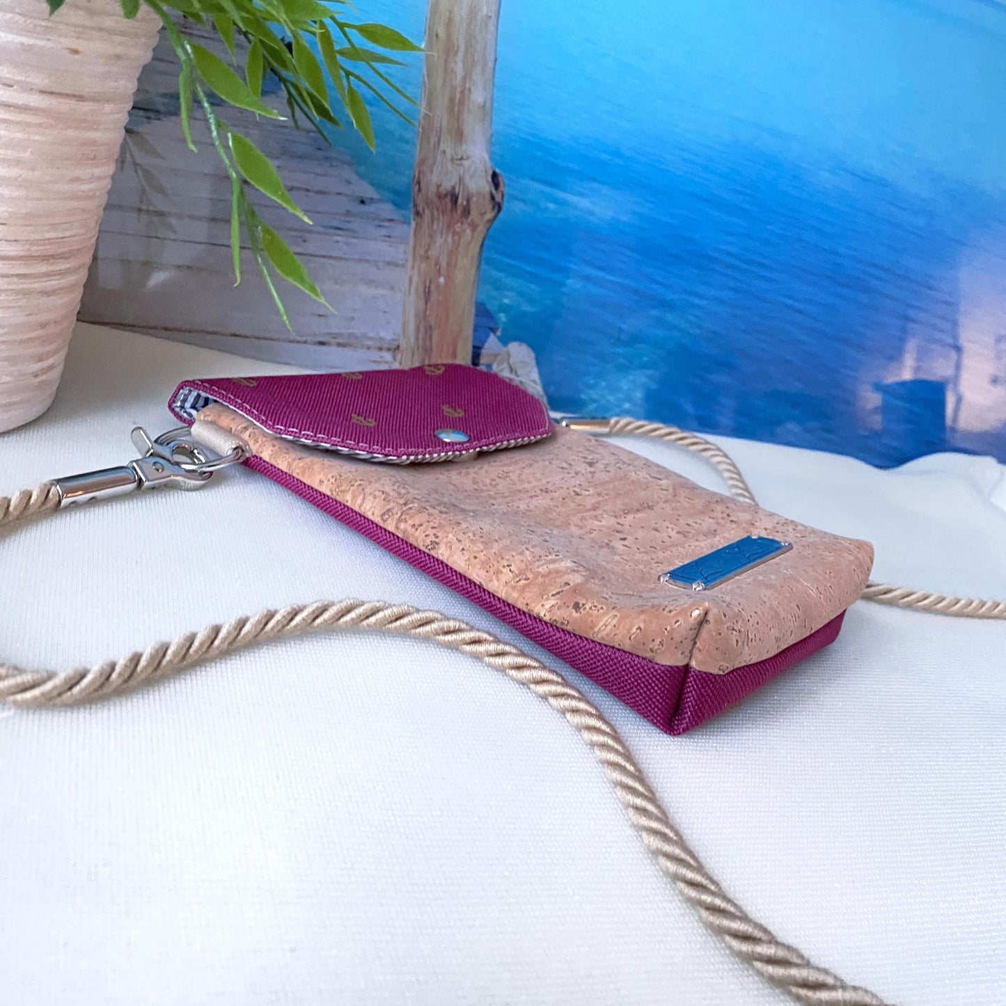 Handytasche *Anker* Gold/Magenta/Kork Hellbraun