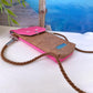 Handytasche *Papierboot* Weiß/Pink/Kork Cognac