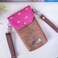 Handytasche *Papierboot* Weiß/Pink/Kork Cognac