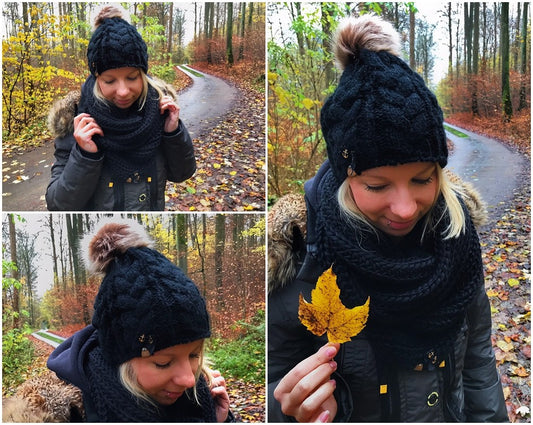 Strickmütze Schwarz -Anker-