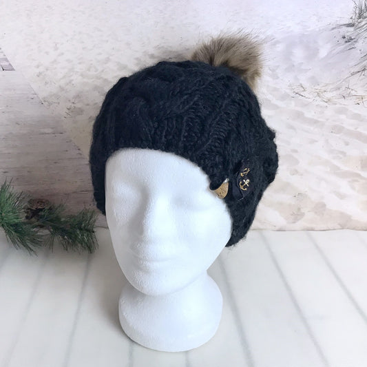 Strickmütze Schwarz -Anker-