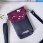 Handytasche *Vögel* Weiß/Bordeaux/Kork Schwarz