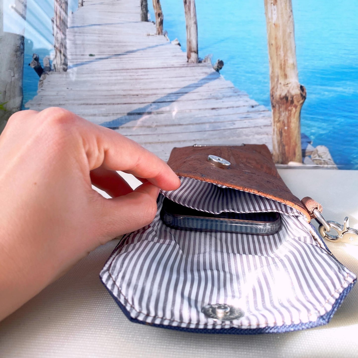 Handytasche *Anker* Kupfer/Dunkelgrün/Kork Braun Bronze