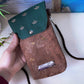 Handytasche *Papierboot* Kupfer/Dunkelgrün/Kork Braun Bronze