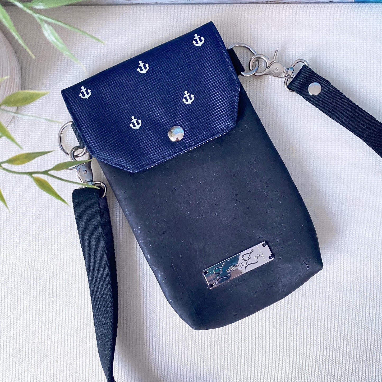 Handytasche *Anker* Weiß/Nachtblau/Kork Schwarz