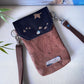 Handytasche *Vögel* Kupfer/Schwarz/Kork Braun Bronze
