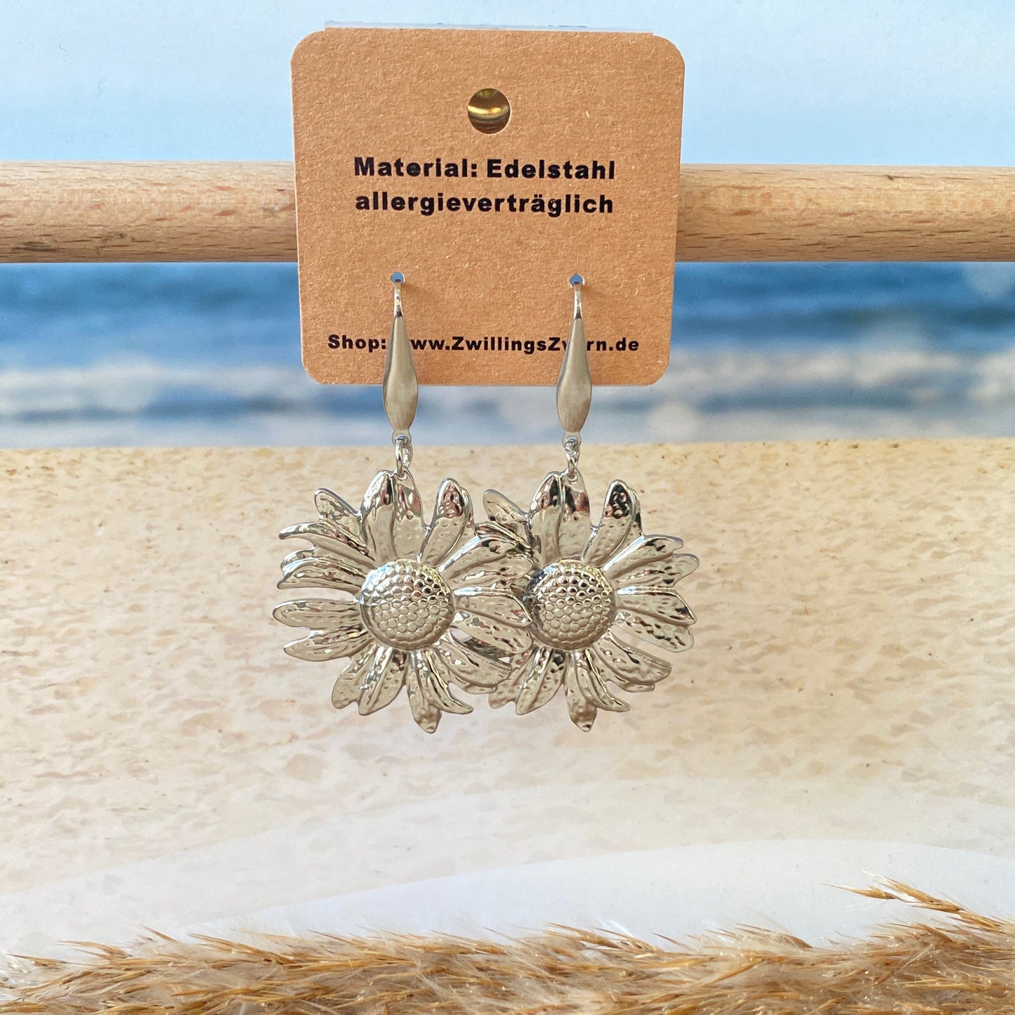 Ohrhänger Edelstahl -Silber Sunflower-