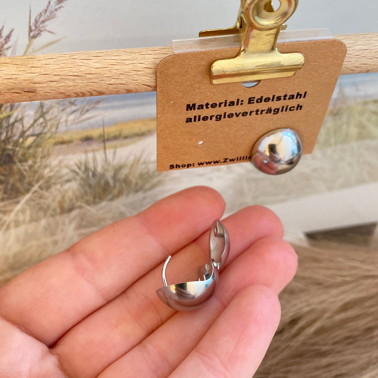 Ohrhänger Edelstahl -Kugel Silber-