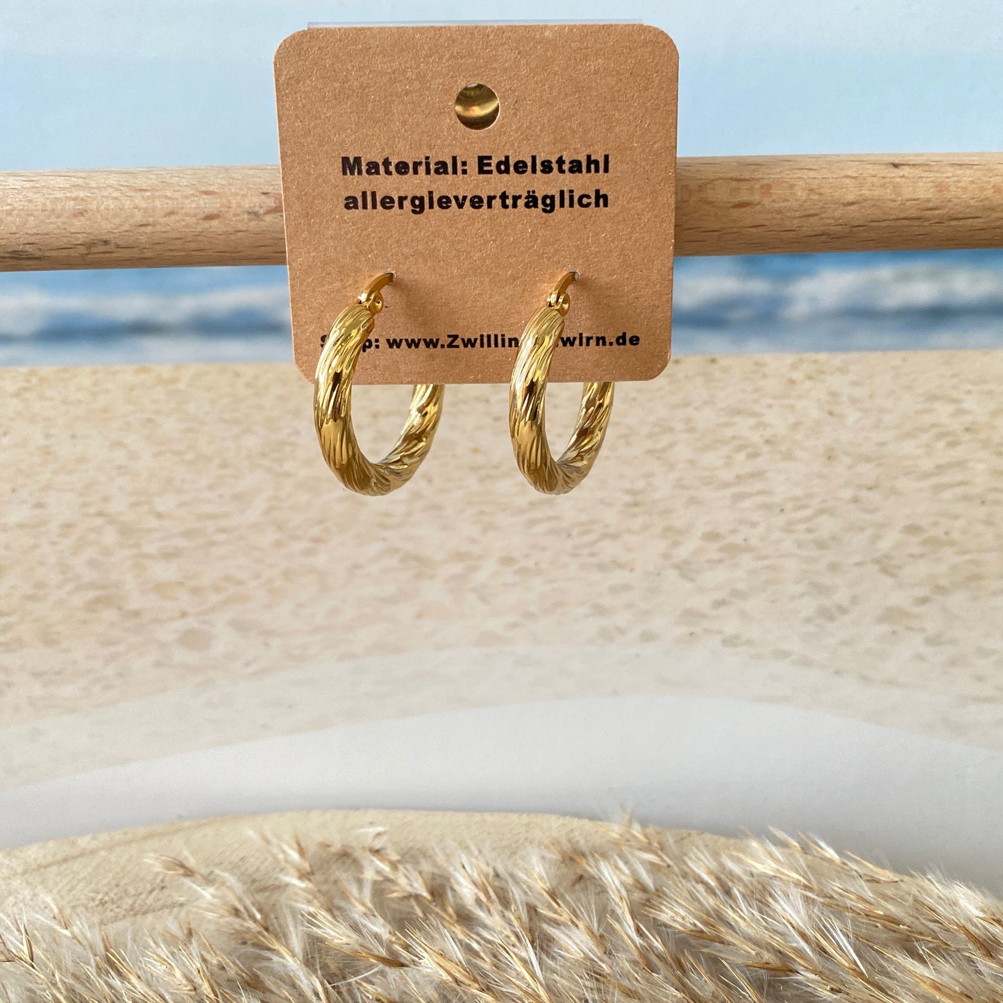 Ohrhänger Edelstahl -Wave Gold Creolen-