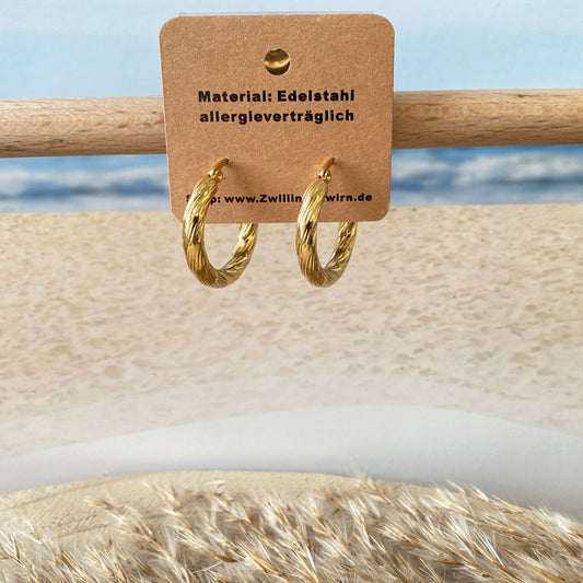 Ohrhänger Edelstahl -Wave Gold Creolen-