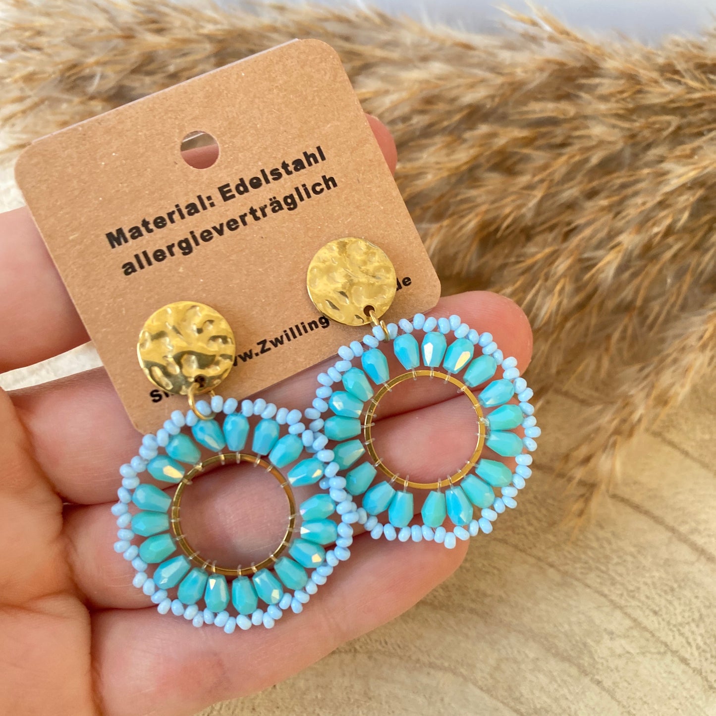 Ohrhänger Edelstahl -Perlmutt Pearls Blau Loop-