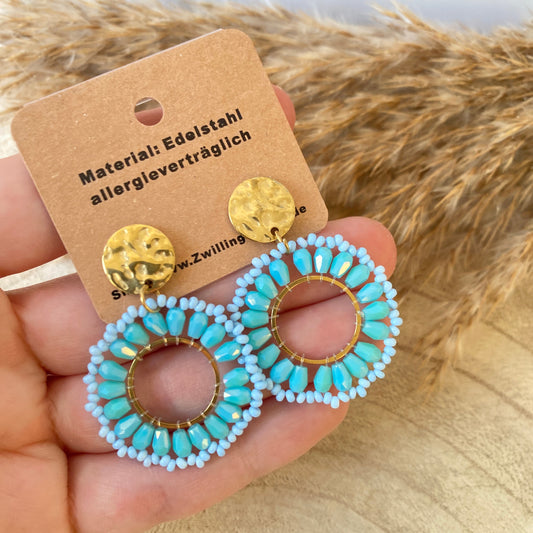 Ohrhänger Edelstahl -Perlmutt Pearls Blau Loop-
