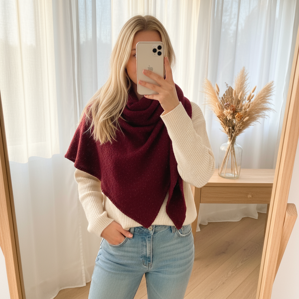 Schal Uni -Bordeaux-