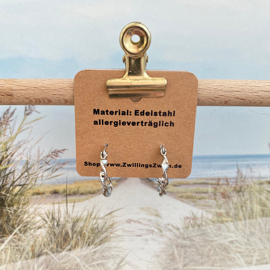 Ohrhänger Edelstahl -Creolen gedreht Silber-