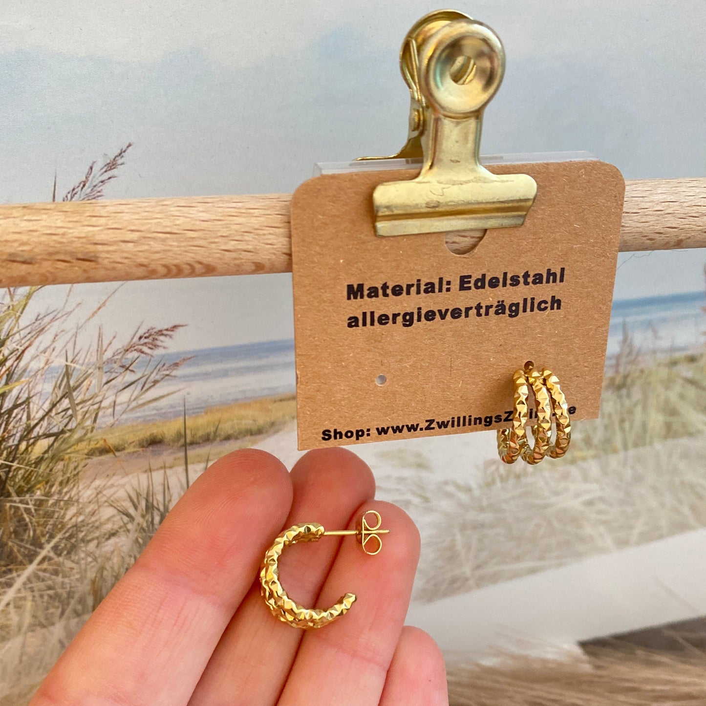 Ohrhänger Edelstahl -3er Kreise Gold-