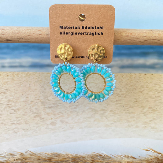 Ohrhänger Edelstahl -Perlmutt Pearls Blau Loop-