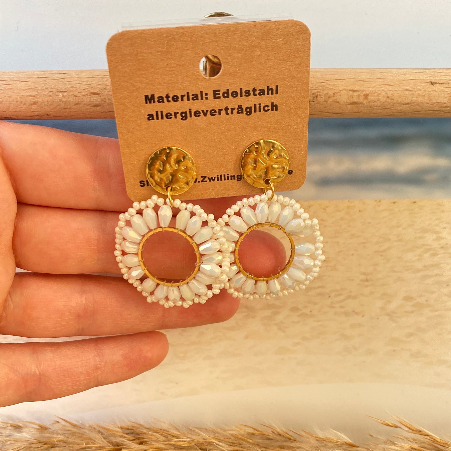 Ohrhänger Edelstahl -Perlmutt Weiß Pearls Loop-