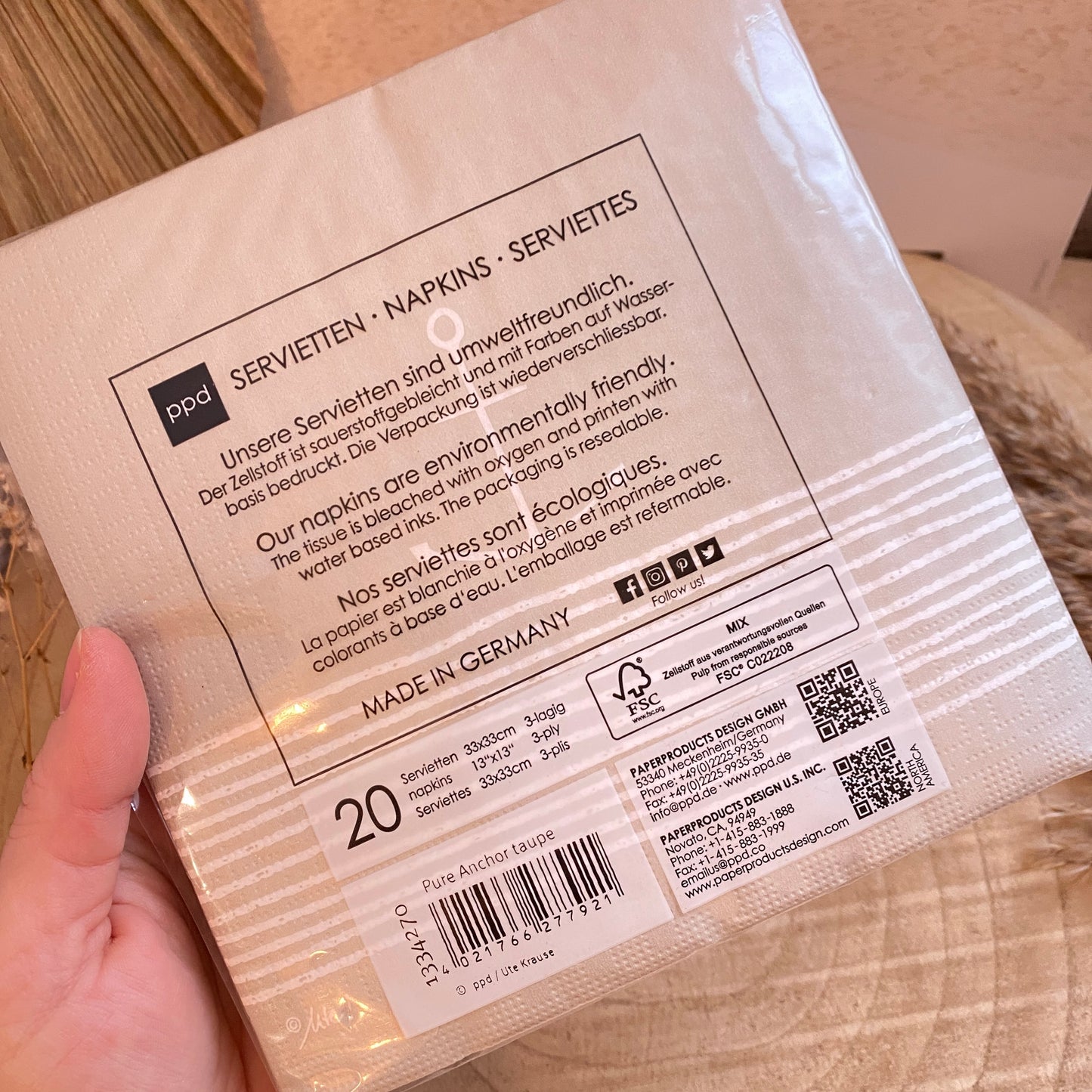 Servietten 33x33 cm -Anker Taupe-