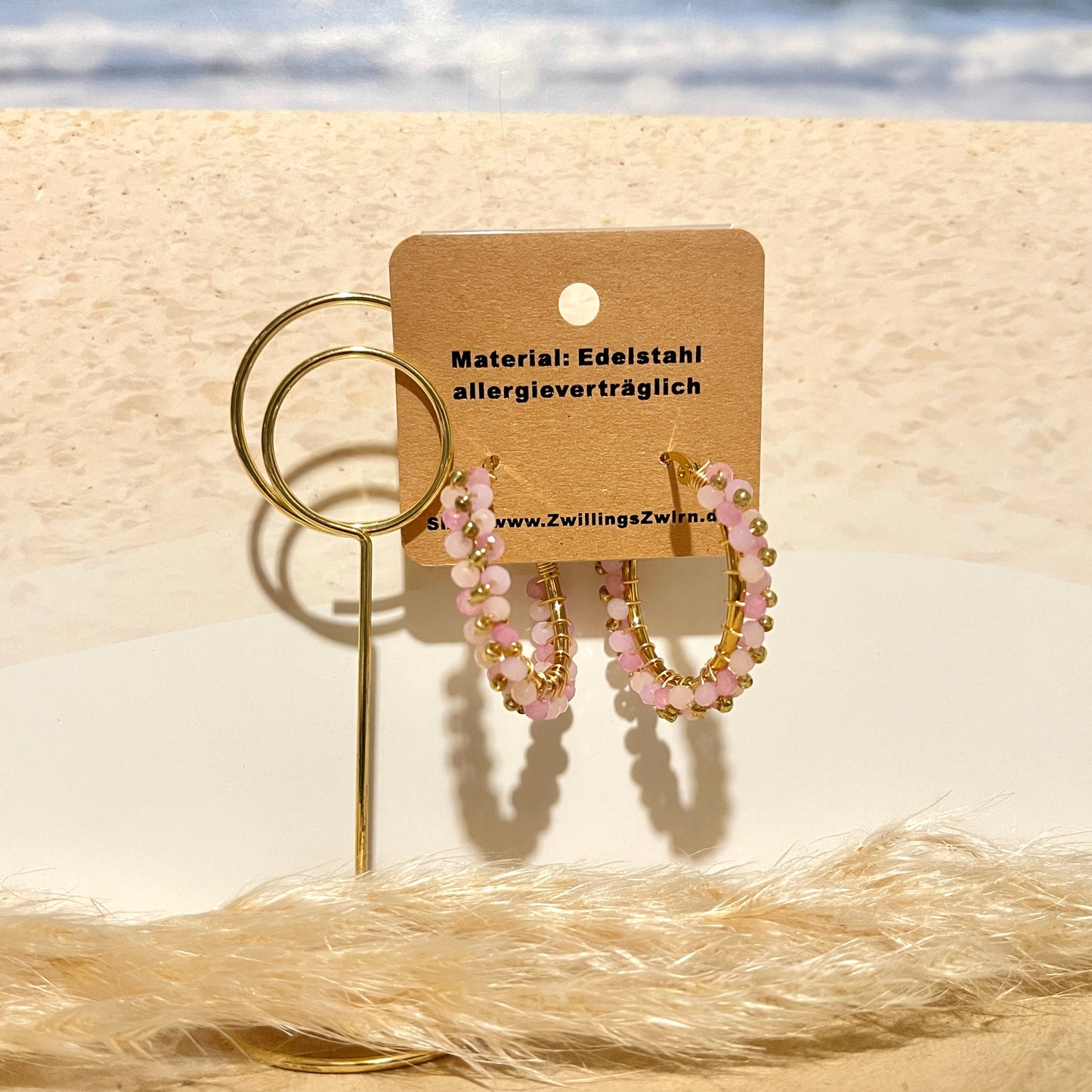 Ohrhänger Edelstahl -Creolen Beads light Lila-