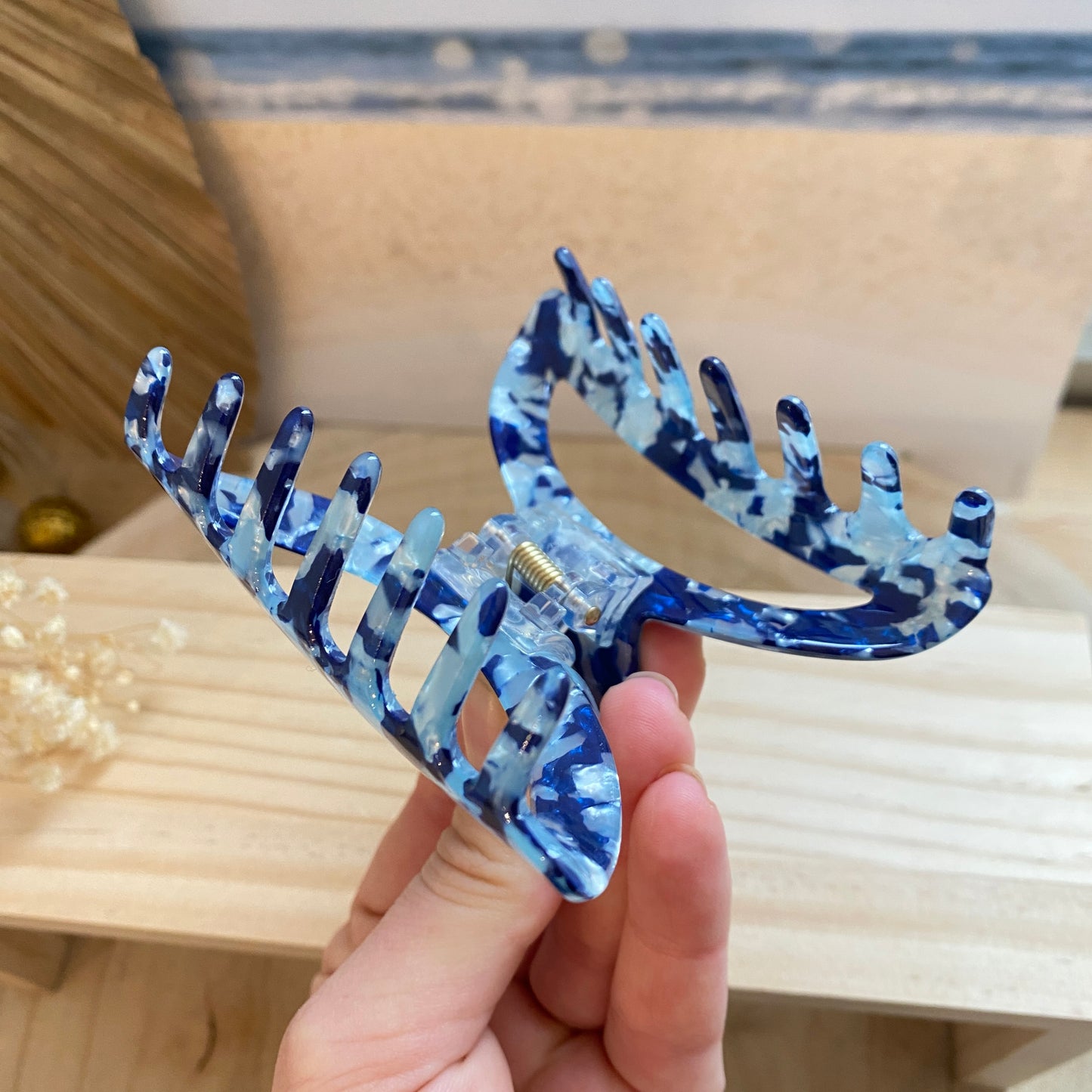 Haarklammer rund mittel -Saphir-