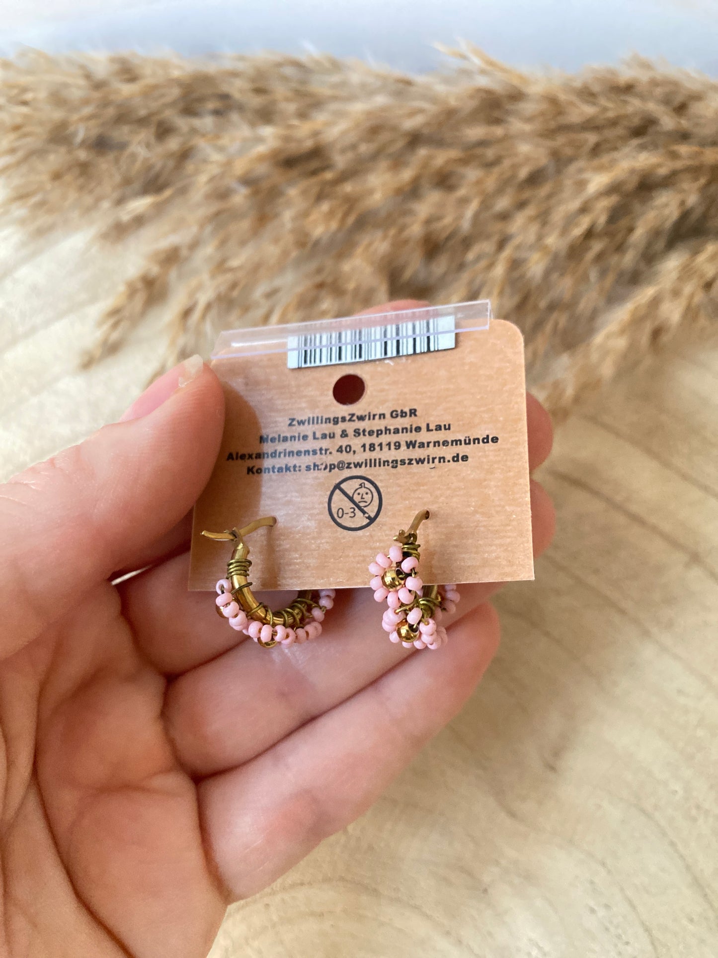 Ohrhänger Edelstahl -Rosa Flower Hoops-