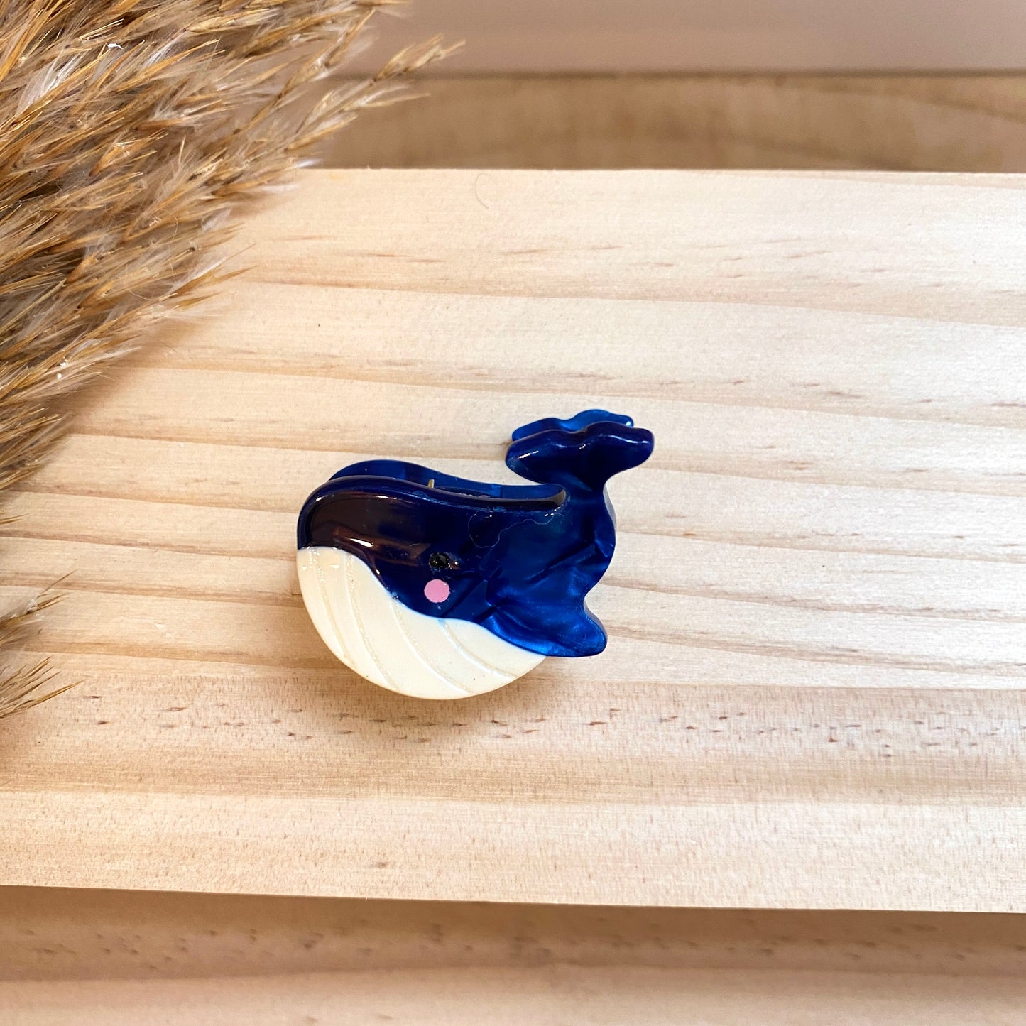 Haarklammer klein -Wal Dunkelblau/Creme-
