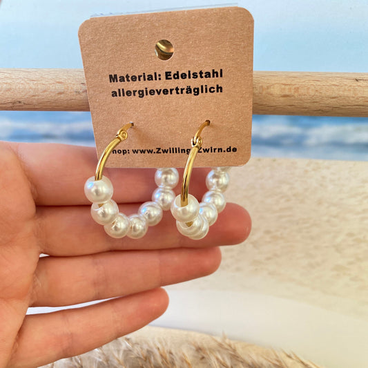 Ohrhänger Edelstahl -Perlmutt Pearls Creolen-
