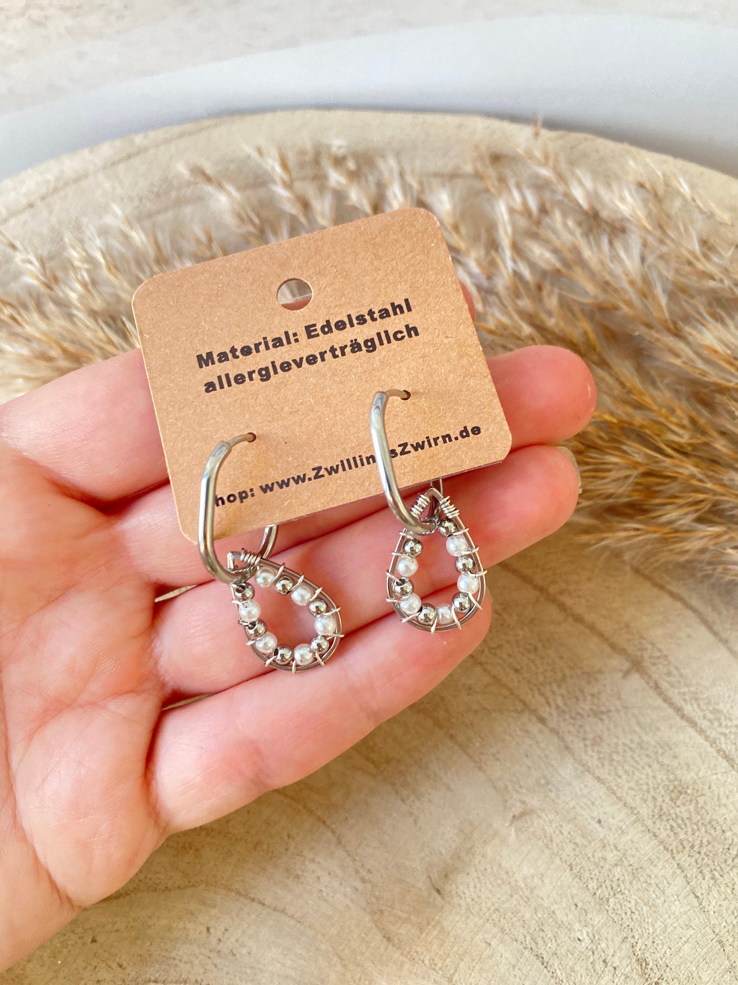 Ohrhänger Edelstahl -Tropfen Oval Silber-