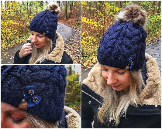 Strickmütze Nachtblau -Anker-