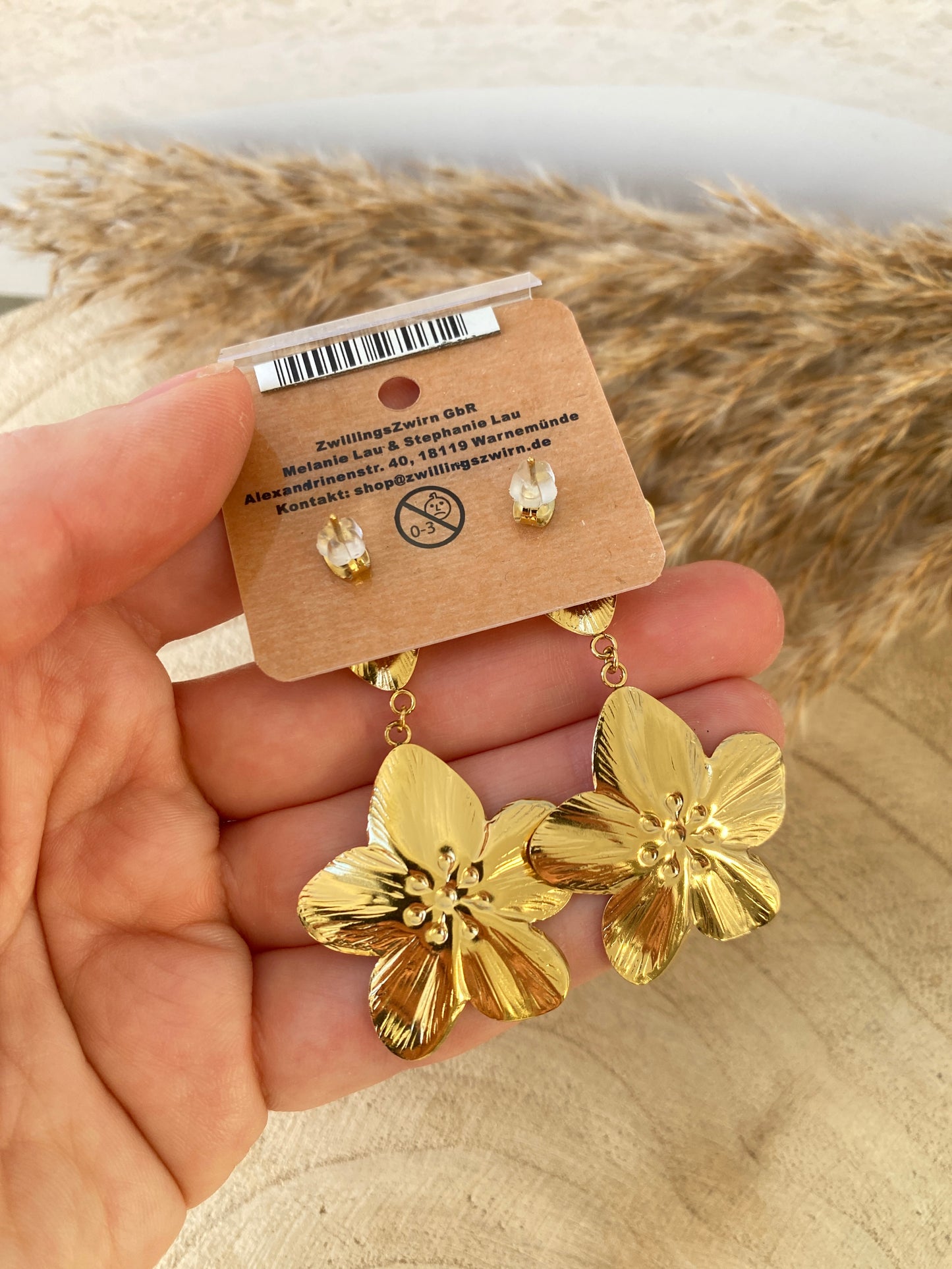 Ohrhänger Edelstahl -2er Blüten Gold-