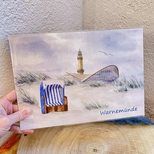 Kunstdruck A4 -Warnemünde/Strandkorb Q-