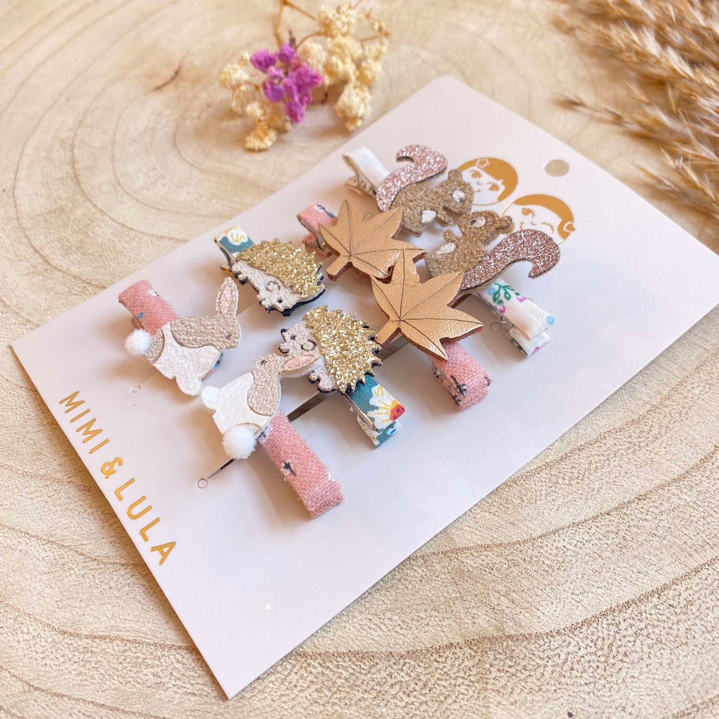 Haarclip Set -Eichhörnchen/Igel/Hase-