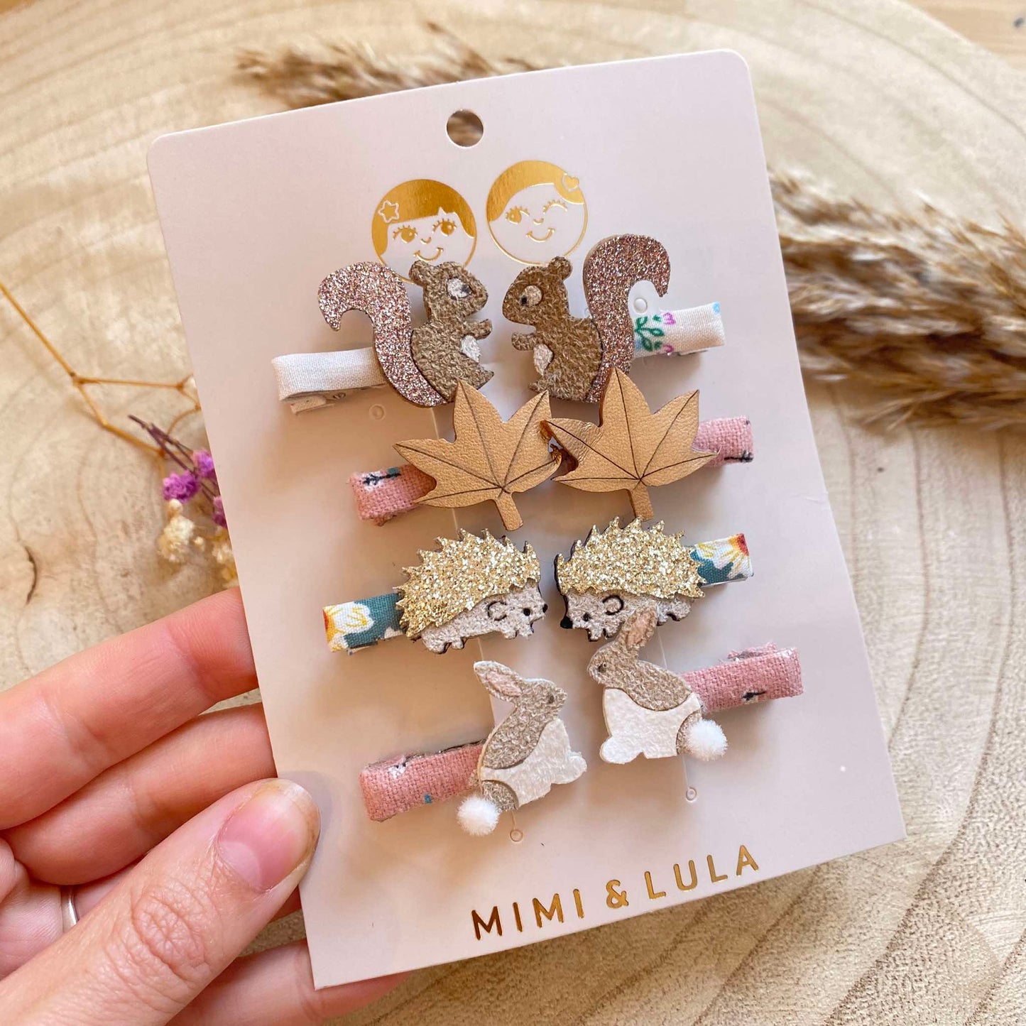Haarclip Set -Eichhörnchen/Igel/Hase-