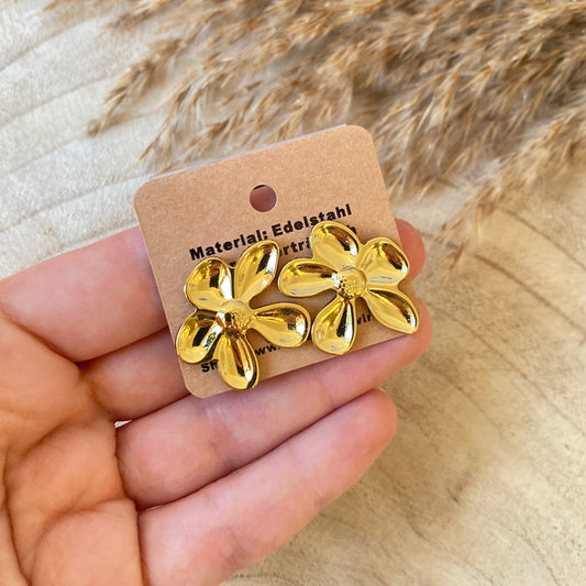 Ohrhänger Edelstahl -Golden Blüten-