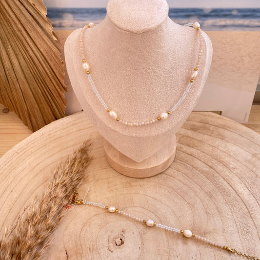 Perlen Sand/Weiß Gold