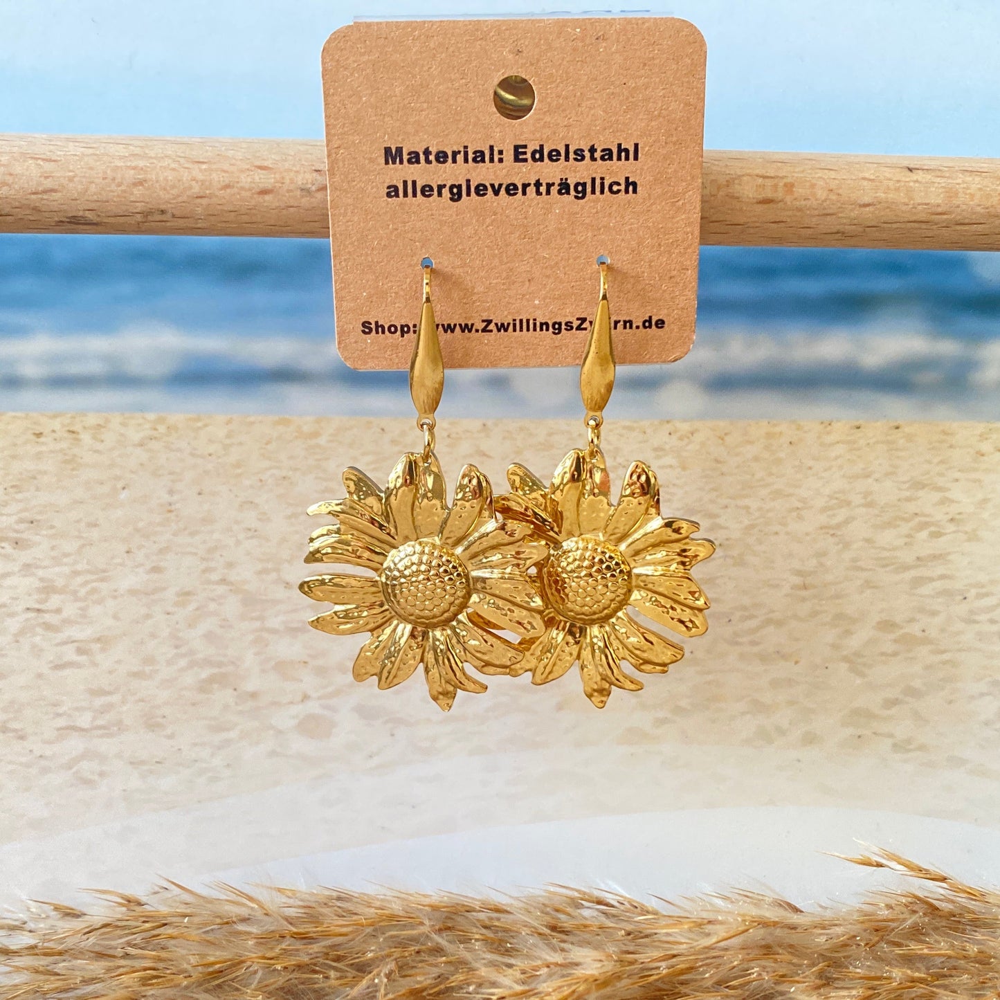 Ohrhänger Edelstahl -Golden Sunflower-