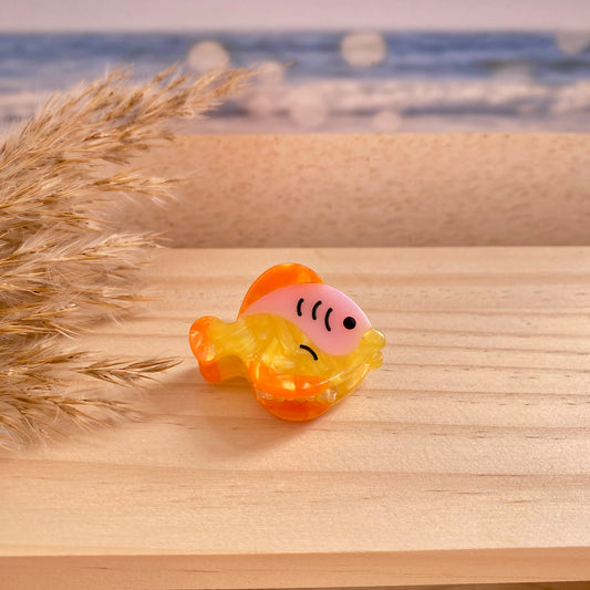 Haarklammer klein -Fisch Gelb/Orange-