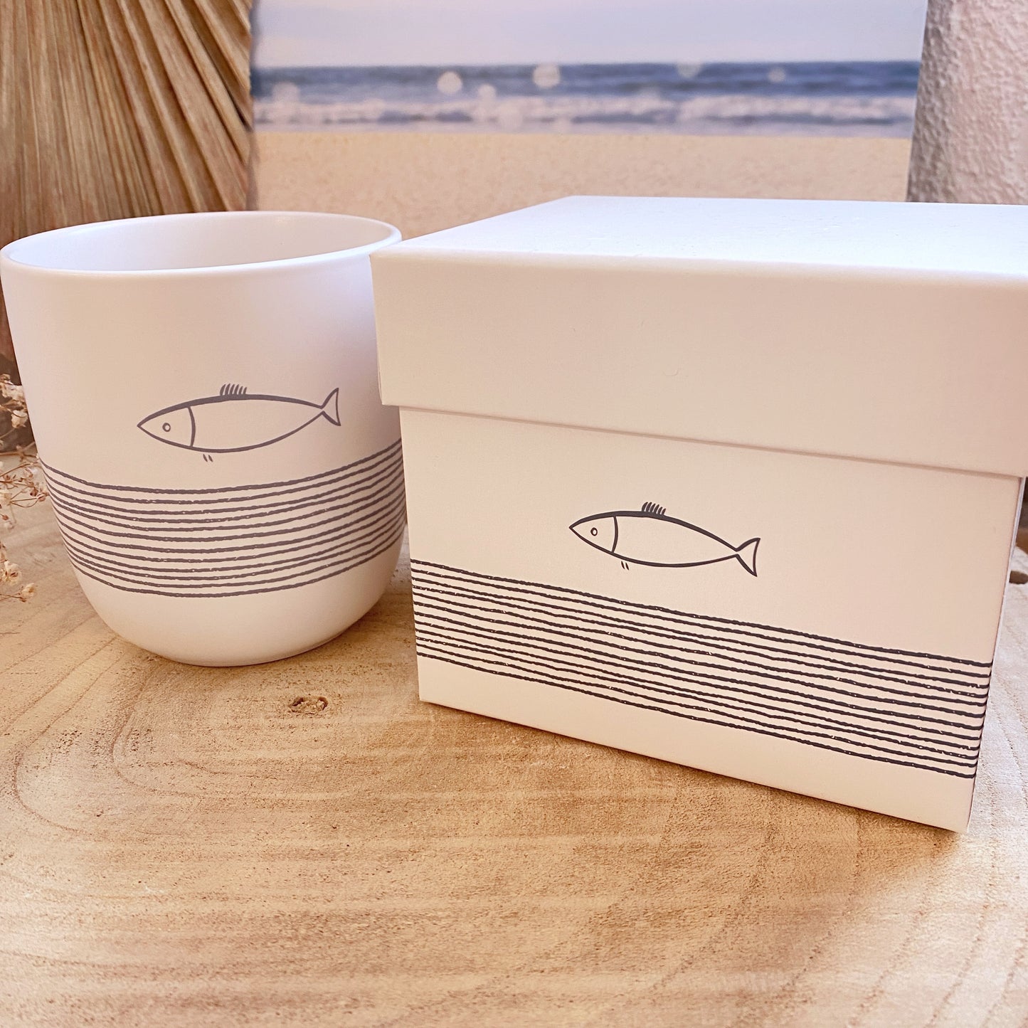 Tasse 0,4 l -Fisch blau/creme-