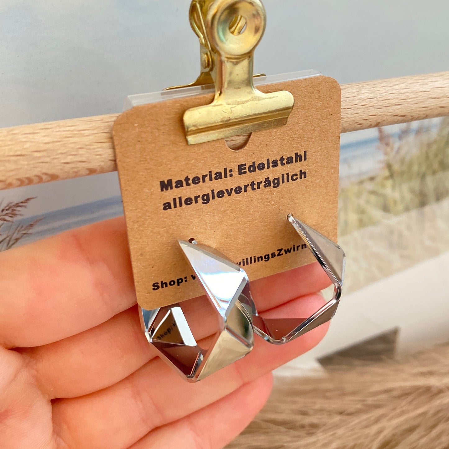 Ohrhänger Edelstahl -Origami Silber-