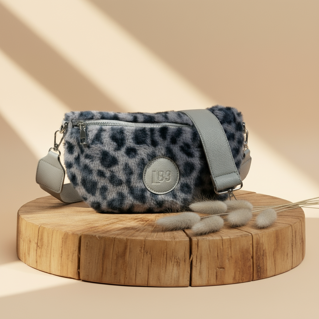 Bauchtasche Fell -Leo Grau-