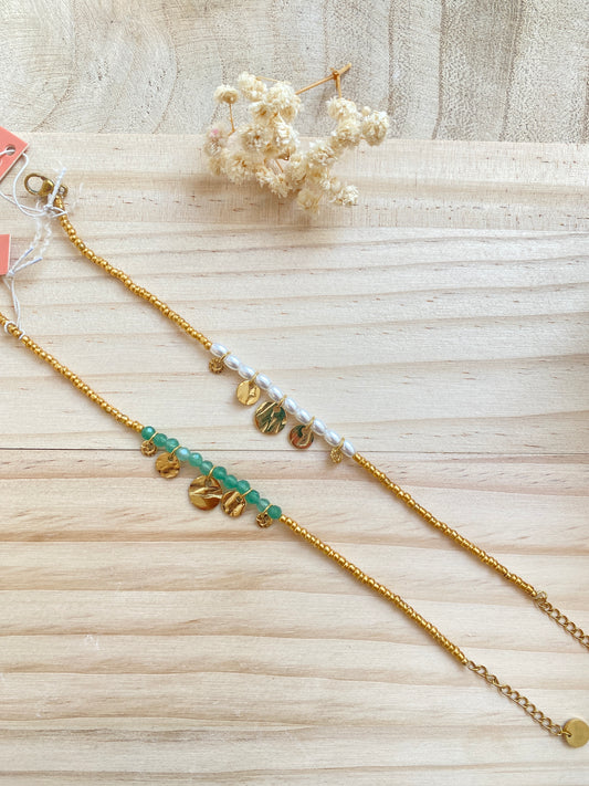 Armband -Perlen Perlmutt & Coins-