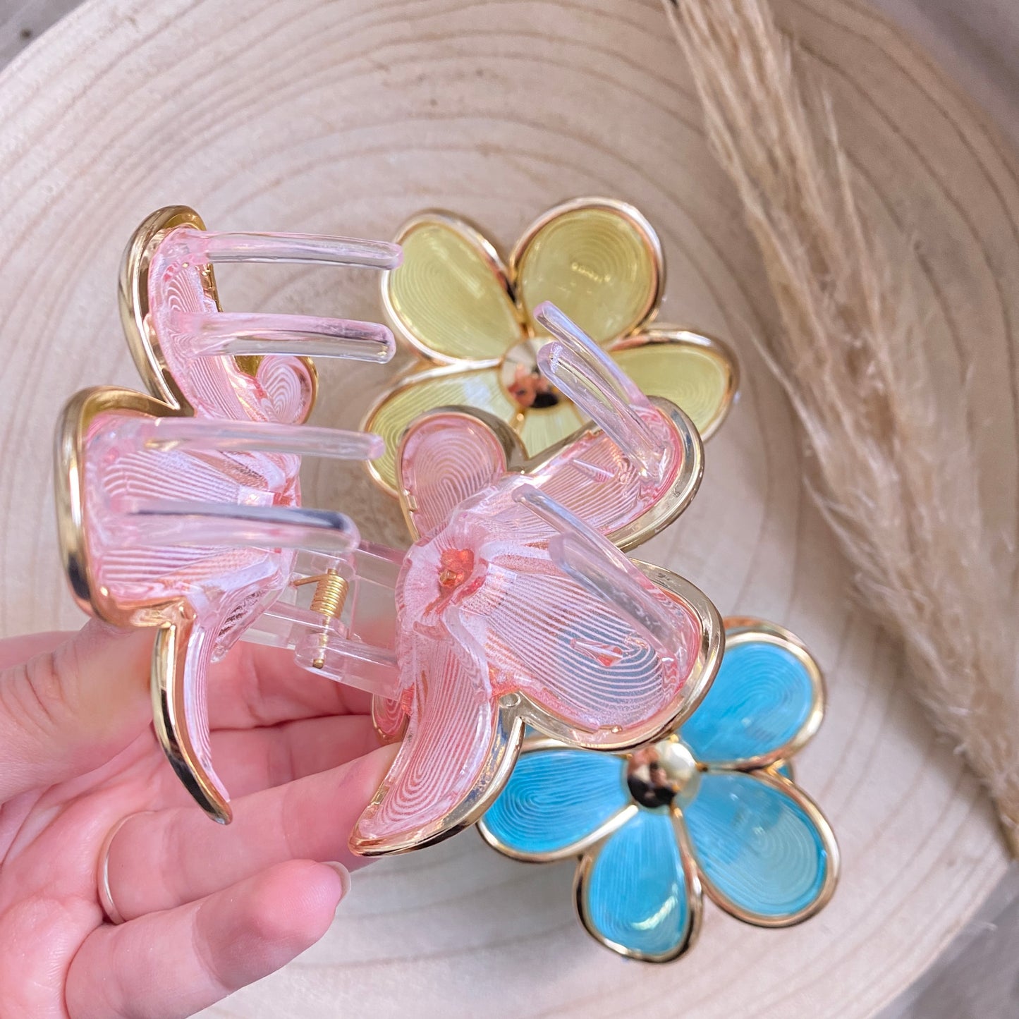 Haarklammer Flower -Pastell/Gold-