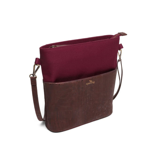 Umhängetasche Sperling Classic *Bordeaux/Kork Braun*