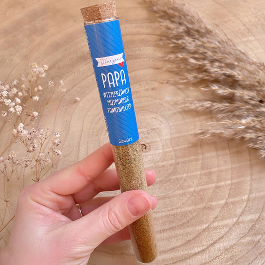 Gewürz im Reagenzglas -Herzens Papa-